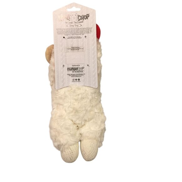 Lamb Chop Holiday Knit Face Santa Hat 11" Plush Squeak Santa Dog Toy - Picture 4 of 5